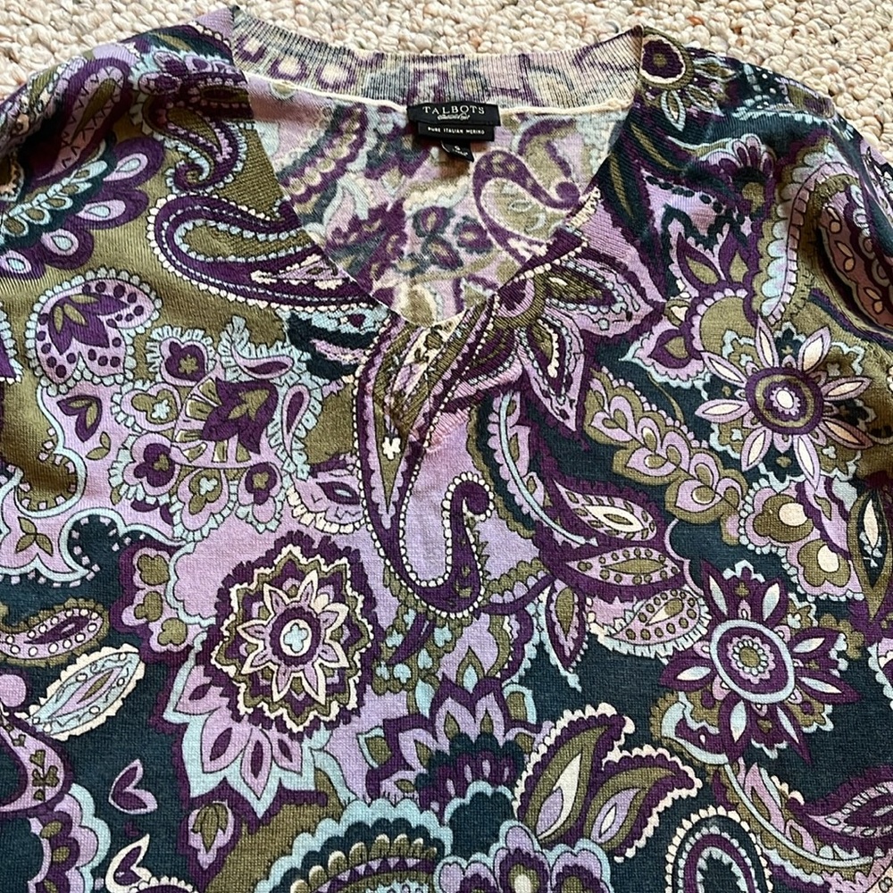 Talbots Paisley Merino Wool Sweater